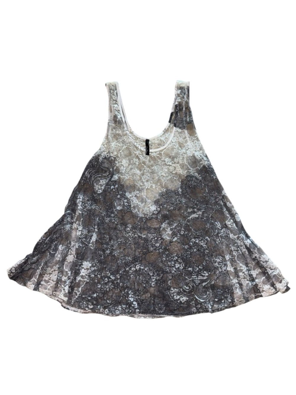 Y2K Miss Match * Lace Overlay Grey Scoop Neck Tank Women’s Size Large